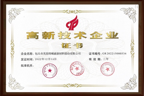 高新技術企業證書